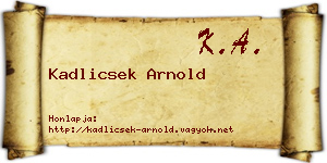 Kadlicsek Arnold névjegykártya